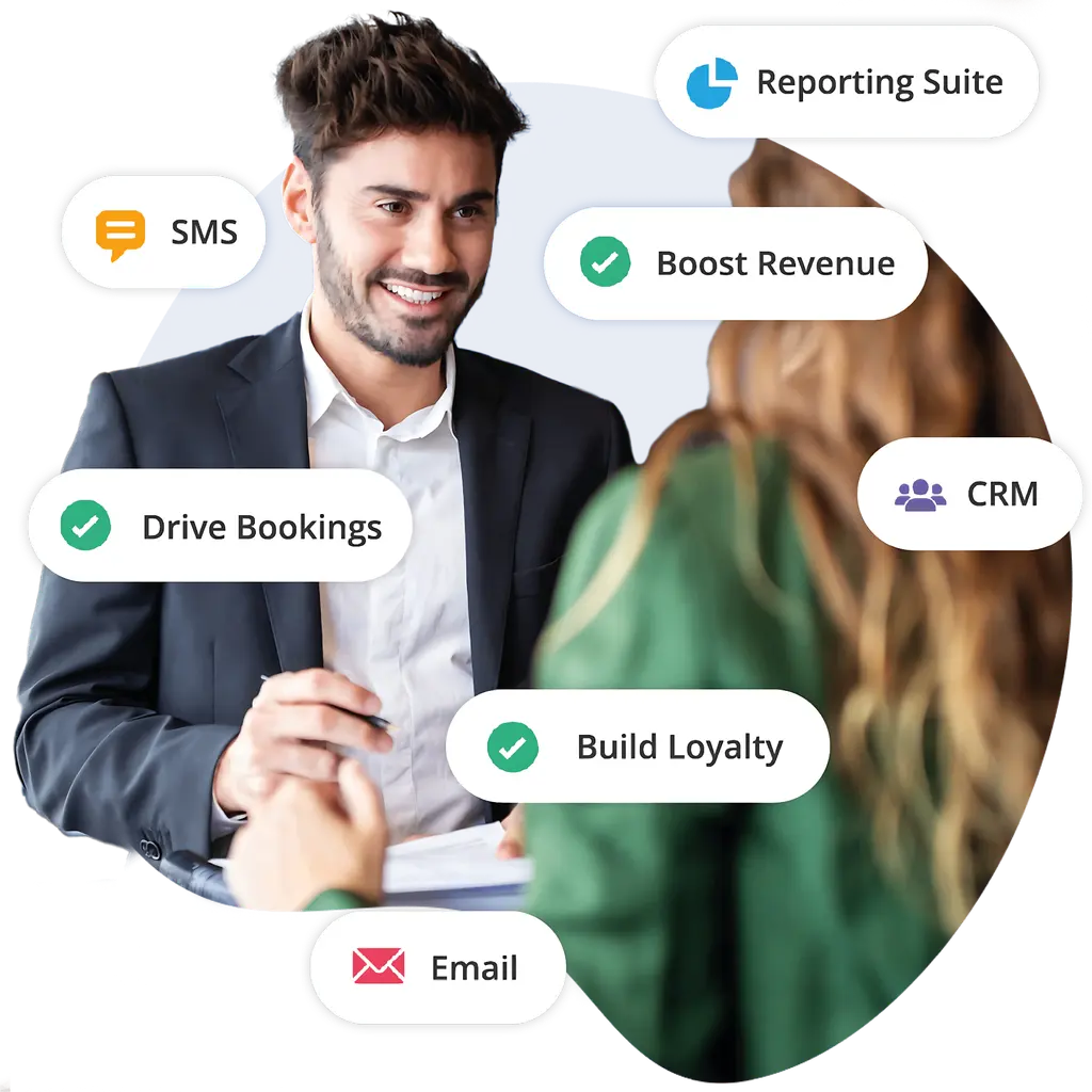 Business professionals discussing For-Sight platform features